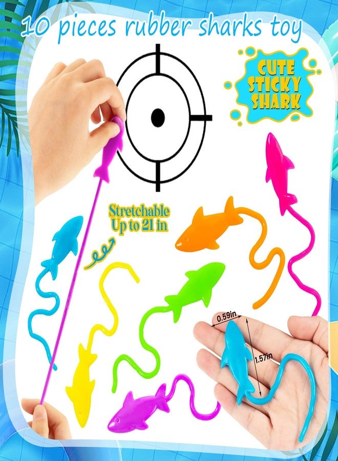 HLARTNET 10 PCS Sticky Shark Toys for Kids, Stretchy Shark Gifts Bulk, Ocean Under Sea Themed Favors Goodie Bags Stuffer, Classroom Prizes Students Rewards - Image 2